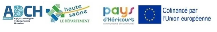 Financeurs du PLIE : ADCH, Département de la Haute-Saône, Pays d'Héricourt, cofinancé par l'Union européenne